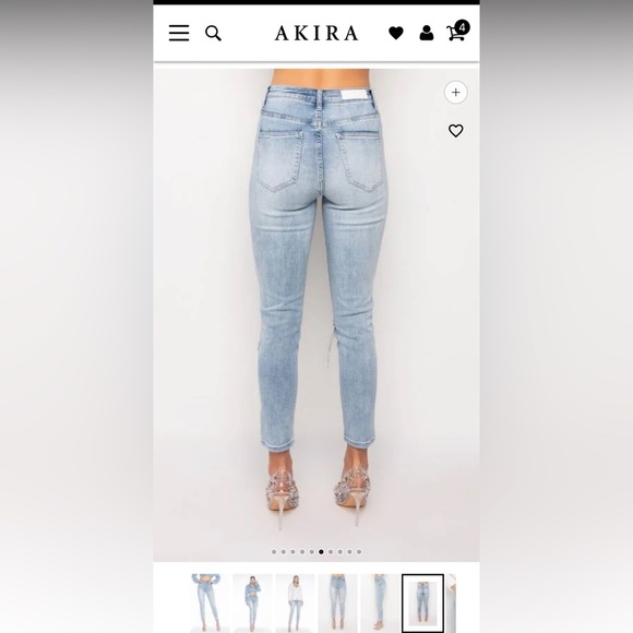 AKIRA Blue Straight Leg Distressed Jeans - Picture 8 of 12